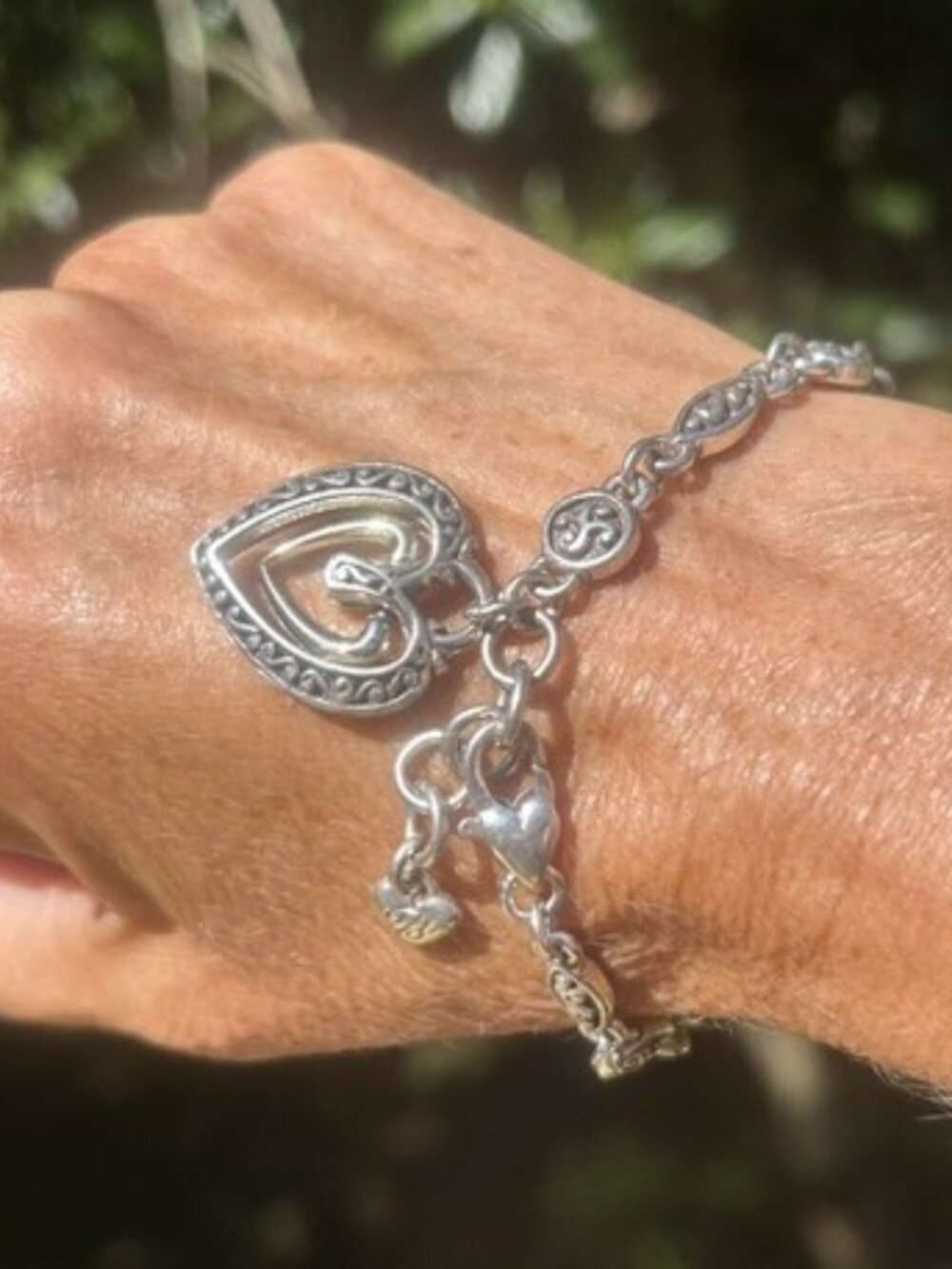 BRIGHTON “Ellington” Floating Heart Scroll Silver Link BRACELET
